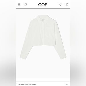 COS Cropped Poplin Shirt NWT organic cotton